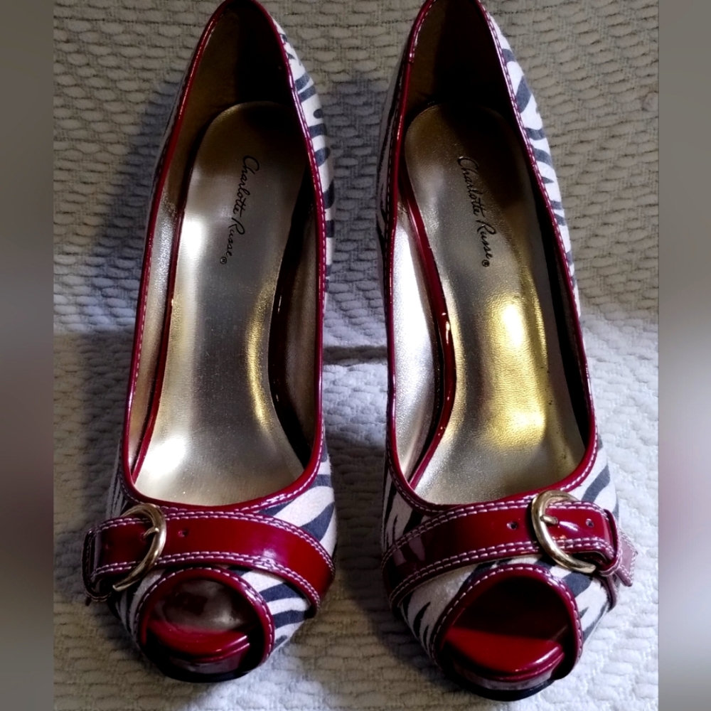 Charlotte Russe size 9 beautiful burgundy and animal print heels